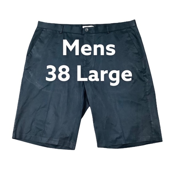 Men's Calvin Klein 38 L Large Chino Khakis Shorts Navy Blue Flat Front - Picture 2 of 7